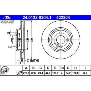 ATE Bremsscheiben VA 276x22mm f&uuml;r Mini R50 R52 R53