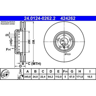 ATE 2-Teilige Bremsscheibe Hinterachse 345x24 für BMW
